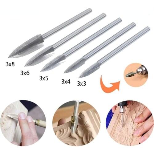 5Pcs/Set Wood Engraving Drill Bits Set Steel Carbide Grinding Burr For Woodworking Drilling Carving Engraving Wood Drill Tools