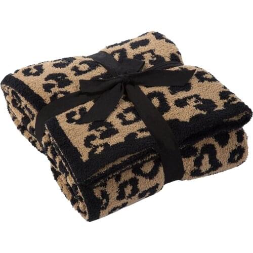 Nordic knitted Plush air conditioning Comfy Soft Leopard Plaid Throw Blanket All Season Microfiber Knitted Thermal Blankets