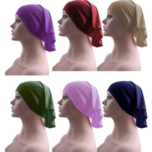Newest Islamic Head Scarf Muslim Hijab Casual Cotton Underscarf Elastic Soild Color Headwrap For Women Girl Christmas Gift