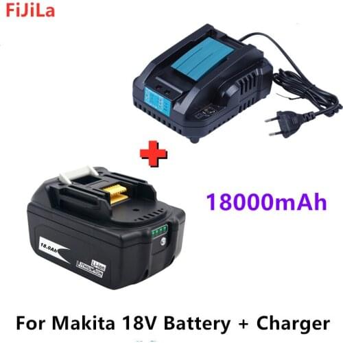 100%New 18V 18Ah Rechargeable Battery 18000mah LiIon Battery Replacement Power Tool Battery for MAKITA BL1860 BL1830+4A charger