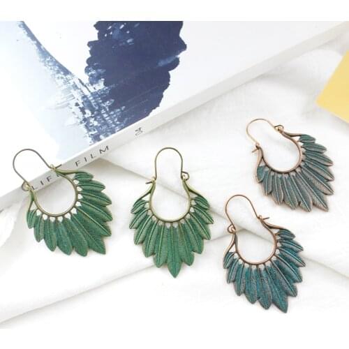 2019 New Trendy Double Delicate Green Bird Wings Feather Mental Earrings Women Lady Noble Gift Jewelry