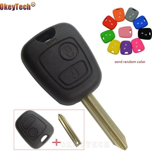 OkeyTech Remote Car Key Blade Fob Replacement Shell Cover For Citroen Berlingo Picasso Xsara Aygo for Peugeot Silicone Key Case