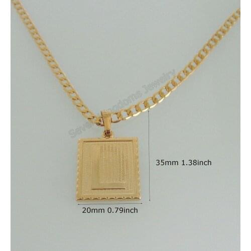 YELLOW GOLD OVERLAY FILLED BRASS 24" CUBAN LINK NECKLACE & LETTER L INITIAL PENDANT/Great Gift