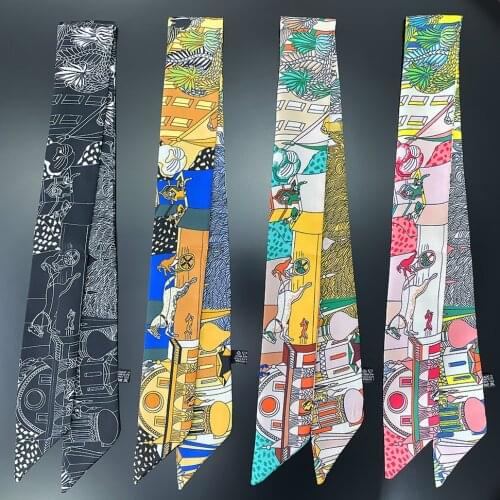 Brand Horse Scarf Women 2021 Design Summer Silk Scarf For Ladies Hair Accessories Foulard Hair & Bag Scarves Fashion Headband