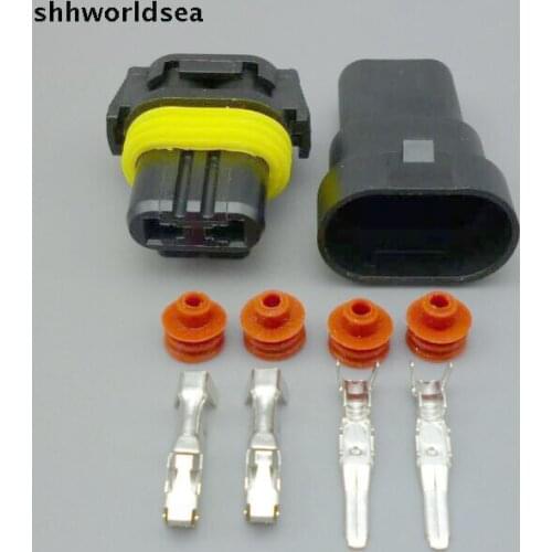 Shhworldsea 100SETS 2Pin HID HB3 9005 car connector,Auto head lamp plug,Car Waterproof Electrical connector kit for car boat