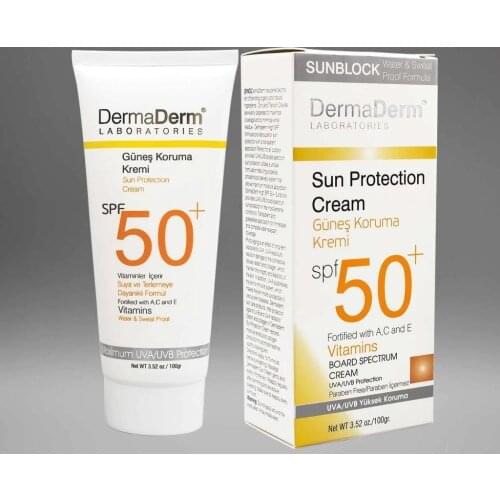 Dermaderm + 50 SPF Sunscreen Cream Contain High Protection Factor UVA and UVB 100 ml suitable for all skin types