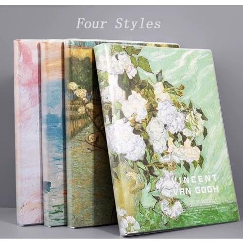 A4 Super Thick Notepad Students Kawaii Notebook Retro Colors Stationery Pu Cover School Supplies Horizontal Notebook 200 Sheets