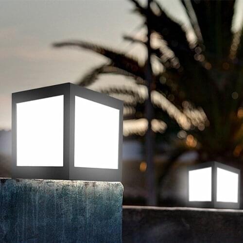 LED Solar Powered Pillar Lamp Waterproof Column Head Wall Light for Outdoor Villa Courtyard Landscape Garden Decoration