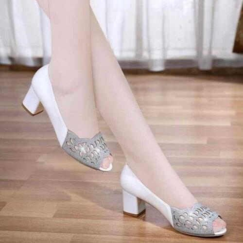 2021New Pumps Black High Heels Dress Shoes Summer Sandals White Wedding Shoes Hollow Out Pumps Peep toe Boat Shoes