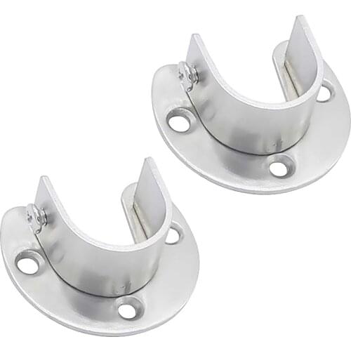 2pcs U-Shaped Rod Wardrobe Pipe Curtain Closet Hanging Clothes Rail Rod End Support Bracket Stainless Steel wardrobe Rail Suppor
