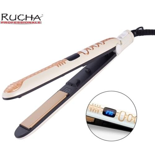 Hair Straightening Iron Professional Ceramic Plate LCD Display Fast Heating Flat Iron Curler or Straight Hair Styling Tools