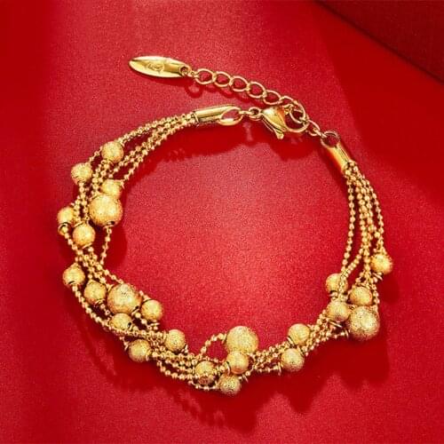 VAMOOSY original women Bracelet 24K Gold Multilayer spiral beaded Chains charm Bracelets Anklet female korean fashion jewelry
