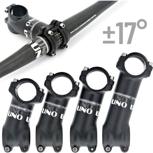 UNO Bike Stem Ultralight 17 Degree MTB Road Stem Fork 28.6 31.8mm 70/80/90/100/110/120/130mm Mountain MTB Power Bicycle Kalloy
