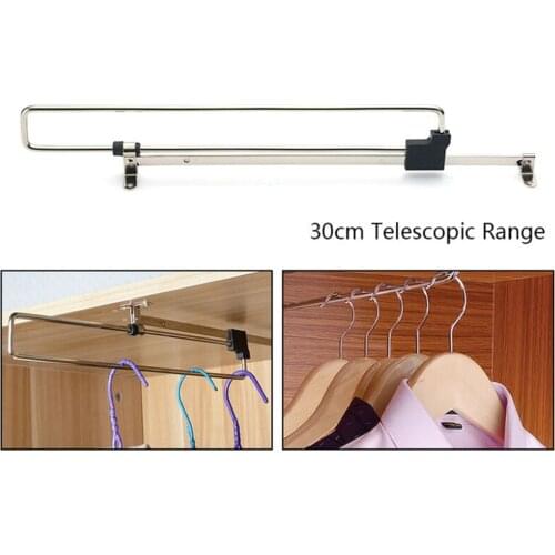 Pull Out Rail Extending Rack Space Saving Wardrobe Cabinet Hanger Clothes Towels Organizer Storage sliding bar Holder