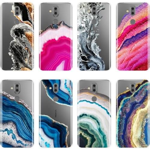 Back Cover For Nokia 7.1 6.1 5.1 3.1 2.1 Soft Silicone Marble Stone Red Blue Phone Case For Nokia 2.1 3.1 5.1 6.1 7.1 Plus Case