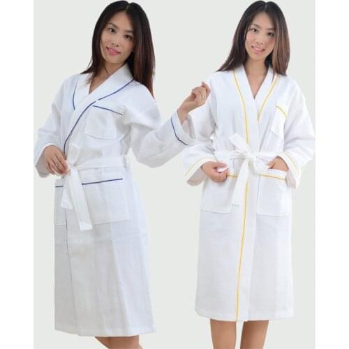 Women cotton waffle hotel unisex Japanese full length knee length couples pajamas women bathrobe bathrobe