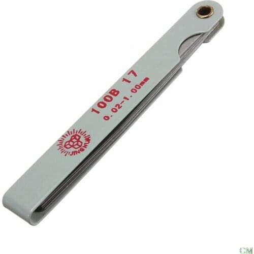 1 Set 100mm Length Metric Feeler Gauge 17 Blade Gap Filler 0.02-1.00mm Thickness Measurement Layout Tool