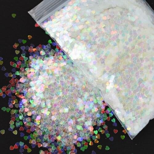 12 Designs 50G Clear-AB Iridescent Rainbow Heart Glitter |Clear Iridescent Heart Star Glitter for face, body, hair and nail art