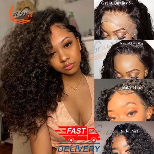 150% Density 13x6 Lace Frontal Human Hair Kinky Curly Bob Wigs Lace Front Pre Plucked Nature Hairline With Baby Hair For Women