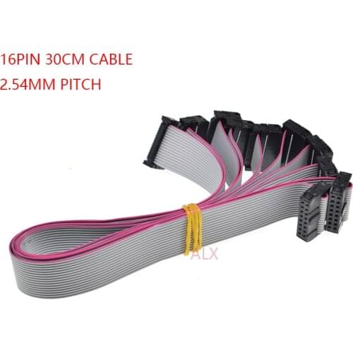 5PCS FC-16p 30CM 2.54MM pitch JTAG AVR ISP DOWNLOAD CABLE 16P WIRE 16PIN Gray Flat Ribbon Data Cable FOR DC3 IDC BOX HEADER