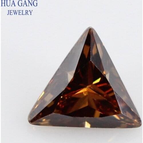 5A Coffee Triangle Shape Cubic Zirconia Brilliant Cut Loose CZ Stone Synthetic Gems Beads For Jewelry Size 3x3-10x10mm