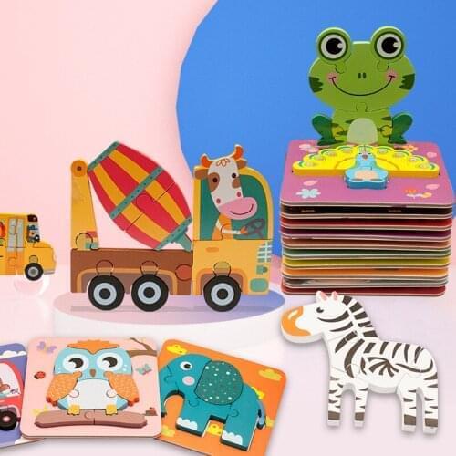 Childrens Jigsaw Educational Toys Montessori Wooden 3d Building Block Puzzle Busy Board Preschool Early Education Learning Toys