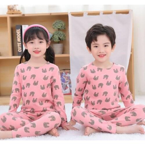 Childrens Sleepwear Winter Thermal Underwear Kids Seamless Pajamas Set Baby Boy Girls Cartoon Clothing Sets For Teens Pyjamas