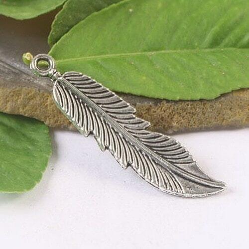 20pcs Tibetan Silver color 2sided feather charms h1118