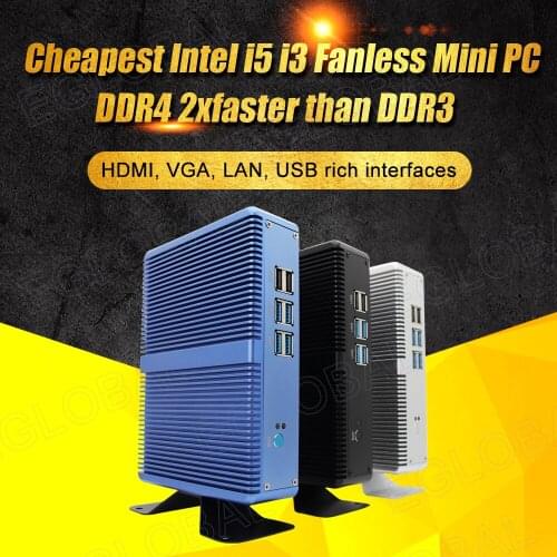 EGLOBAL 7TH GEN Fanless mini pc computer i3-7100U/i5 7200U DDR4/DDR3L GAMING PC desktop Linux/Windows 10 pro 300M WIFI 4K player