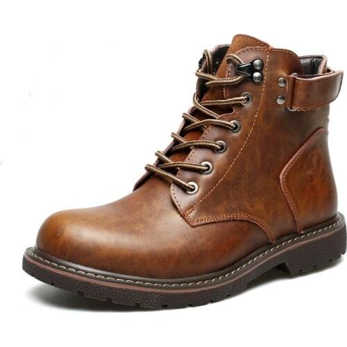 Genuine leather motorcycle boots man lace-up boots cow leather shoes fading colour boot work shoes sy2