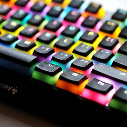 Havit Keycaps Double Shot Backlit PBT Pudding Keycap Set with Puller compatible with Cherry MX Mechanical Keyboard, Black&White