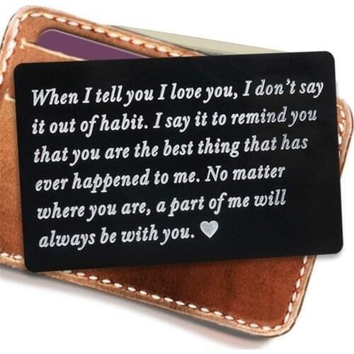 Mini Love Note Boyfriend Gifts Engraved Wallet Inserts Permanent Engraving Anniversary Gifts party favors Gift for Husband Men