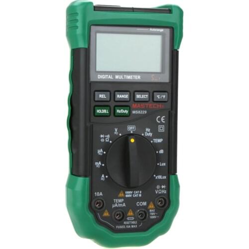 MS8229 Digital Multimeter 5 in 1 Noise Illumination Temperature Humidity Tester Diagnostic-tool Auto Range LCD Backlight