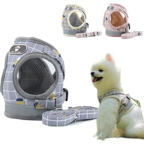 Soft Mesh Pet Harness Set Breathable Puppy Vest For Small Dogs Medium Dogs Yorkie Teddy Reflective Walking Lead Leash Sets