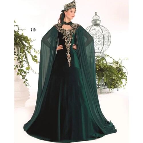 Hurrem Sultan Cape Style Henna Kaftan Velvet SML710Green