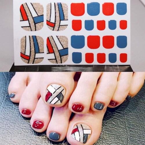 Toe Nail Sticker Glitter Fresh Style Full Cover Toe Nail Art Supplies Foot Decal Glitter for Women Ladies Girls D16