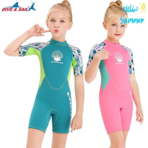 2.5mm Neoprene Youth Kids Wetsuit Shorty Surfing Suit Short Sleeve Diving Snorkeling Swimming Jumpsuit Scuba Dive Swimwear Girls