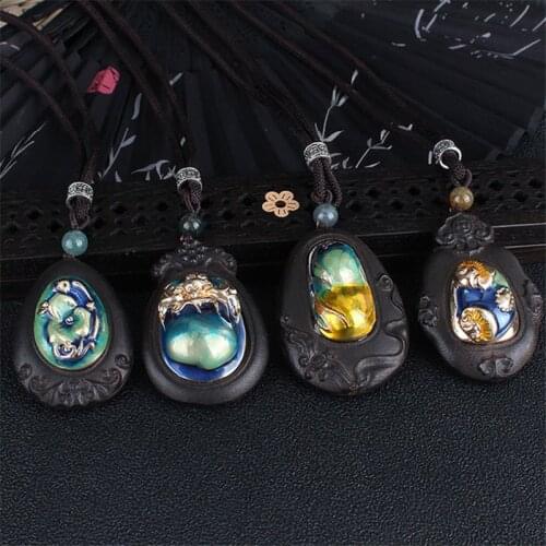 2021 New Exaggerated National Style Retro Long Sweater Chain Necklace Simple Handmade Wooden Pendant Clothing Pendant