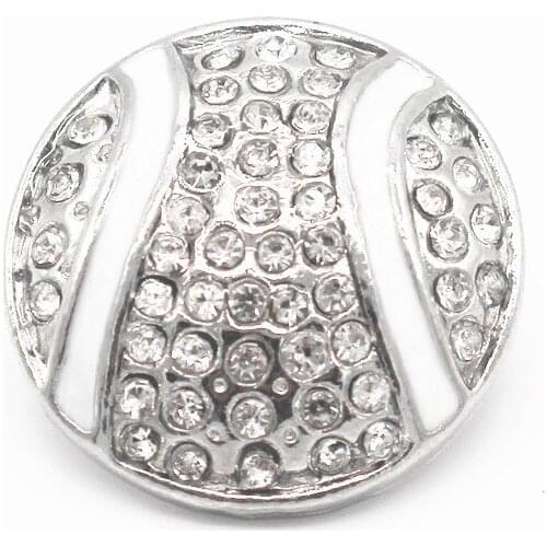 New arrive 10pcs/lot 18mm white crystal tennis snap button Sport Series charms for bracelet diy necklace snap jewelry