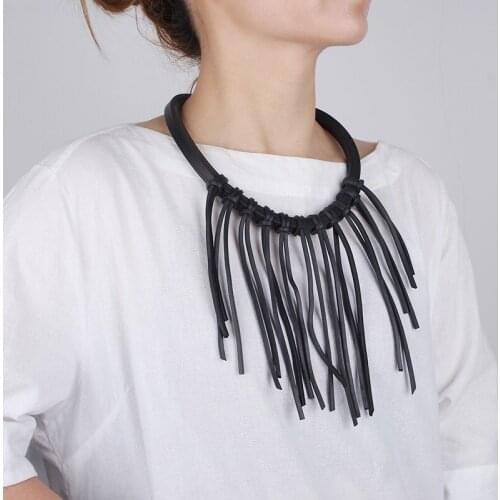 Ethnic Strange Choker Necklace Unusual Womens Rubber Grunge Rope Necklace Handmade Gothic Collar Jewelry Neck Chain Decoration