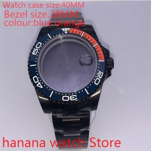 Suitable for NH35 36 Mingzhu2813 Miyata automatic winding 40mm sealed back black box series, with rotating orange blue bezel