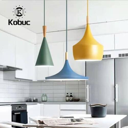 Kobuc Nordic Blue Green Yellow Pink Gray Pendant Lights Living Room Decor Metal Pendant Lamp 3 Lights Combine Lighting Fixture