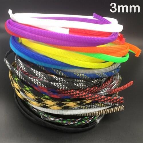 3mm Black Red White Orange High Density Mesh Guard RC Car Expandable Nylon Snakeskin Braid PET Protect Sheath Wire Cable Sleeve