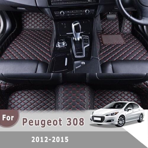 RHD Car Floor Mats For Peugeot 308 2015 2014 2013 2012 Leather Carpet Custom Styling Car Accessories Interior Protect Foot Pad