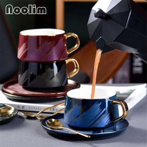 Colorful Coffee Cup Phnom Penh Ceramic European Coffee Mug Set Afternoon Tea Cup with Saucer and Spoon Kitchen Drinkware