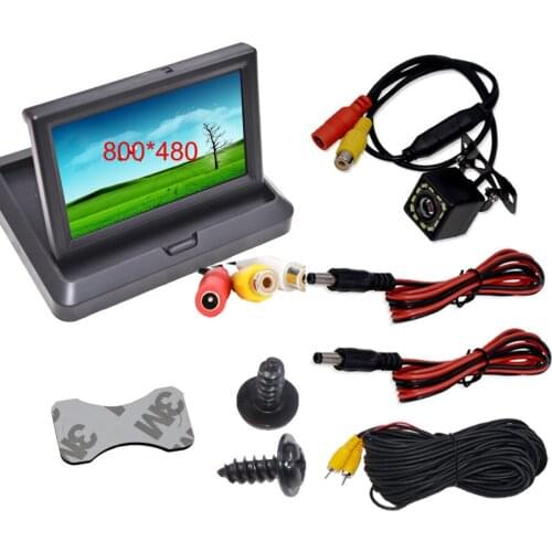 5 Inch 800*480 TFT LCD Foldable Car Monitor Reverse Parking And 12 LED Night Vision Rear View Camera