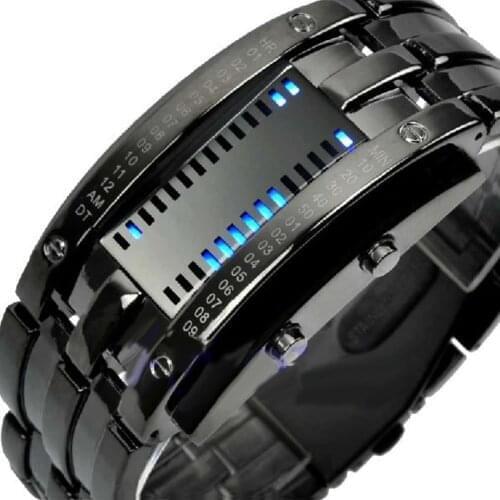 Sport Watches Fashion Couple Popular Brand Luxury Men Women Creative Stainless Steel LED Date Bracelet Watch Binary Wristwatch