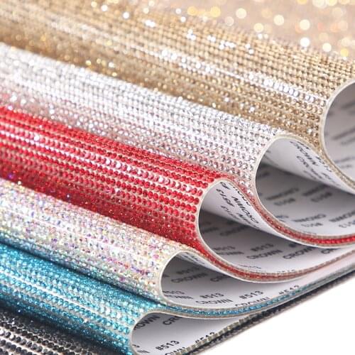 Ss8 2.5Mm Self Adhesive Rhinestone Sticker Crystal Diamond Mesh Trimming Strass Hotfix Applique Diy Car Decoration 24X40Cm Sheet