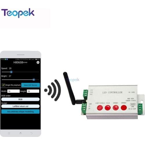 H806SB WIFI SPI Led Controller by Phone Via WLAN,1Port Control 2048 Pixels 5V~24V Support WS2811/WS2812B/SK6812/LPD8806/APA102