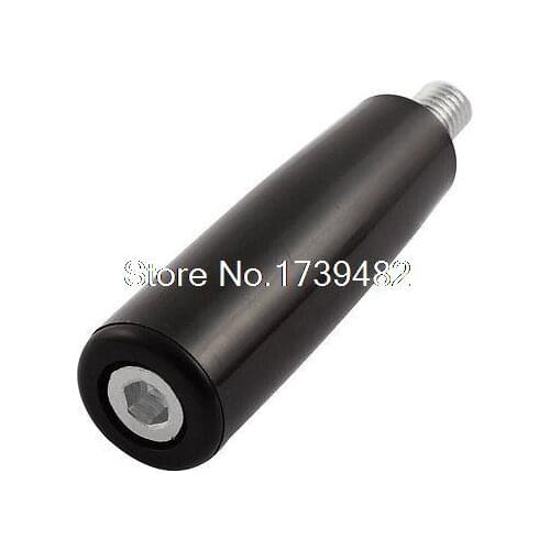 Black Silver Tone 10mm Male Thread Dia Revolving Handle Grip